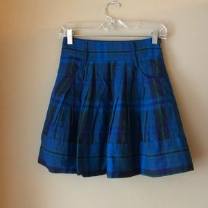 Blue plaid skirt